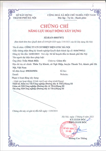 Chứng chỉ năng lực hoạt động xây dựng.